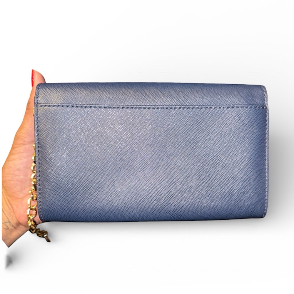 Michael Kors Dark Blue Clutch with Gold Chain - Picture 7 of 8